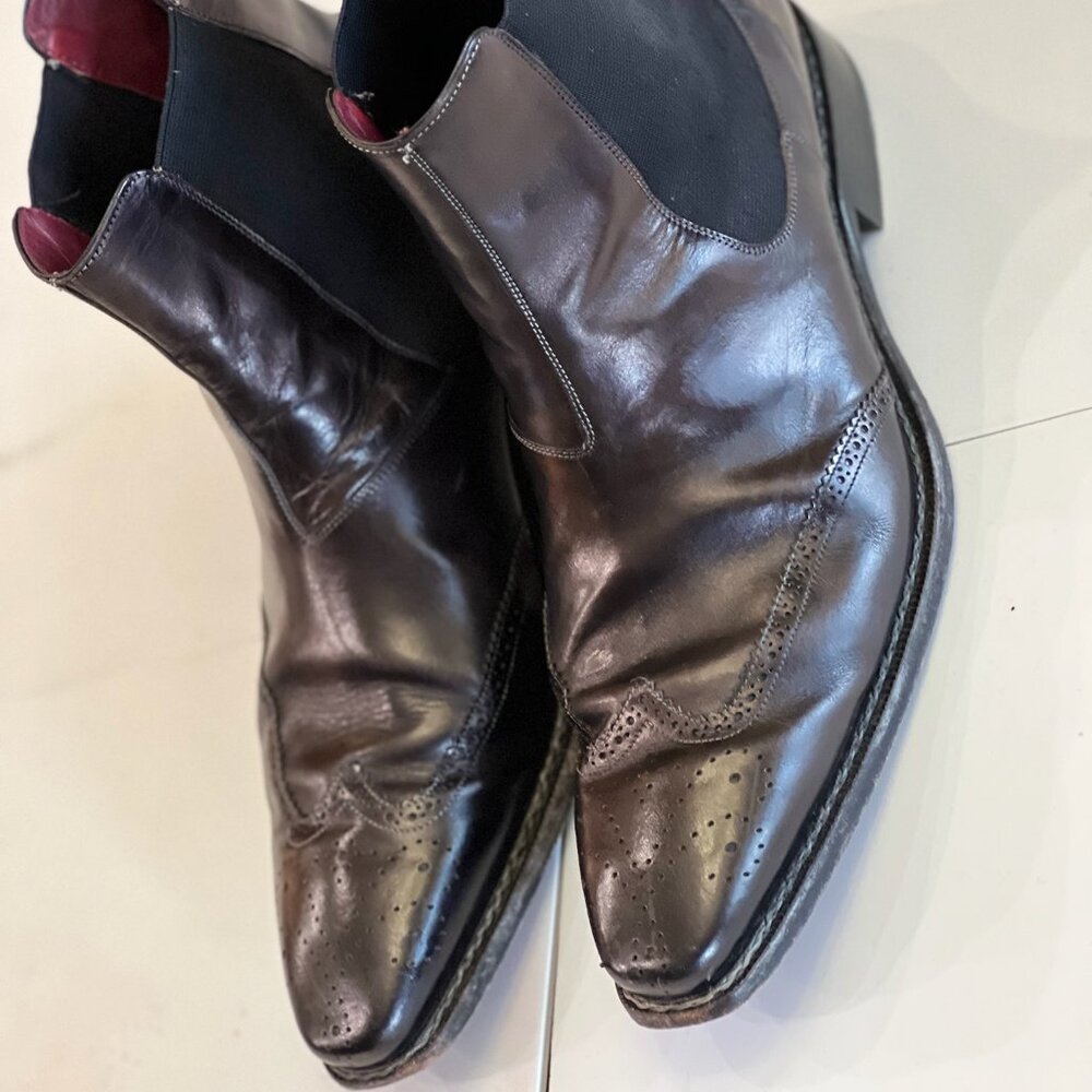 Wingtip Black Leather Boot